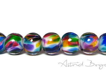Rainbow Rounds - Artisan Lampwork Glass Bead Set - Great for Glass Orb Earrings or an Orb Necklace in Beautiful Rainbow Colors - SRA B - 195