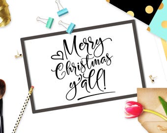 Merry Christmas Yall svg cutting file Digital sign Quote Svg file Cricut svg design Christmas svg Winter Cut files Xmas clip art svg eps DXF
