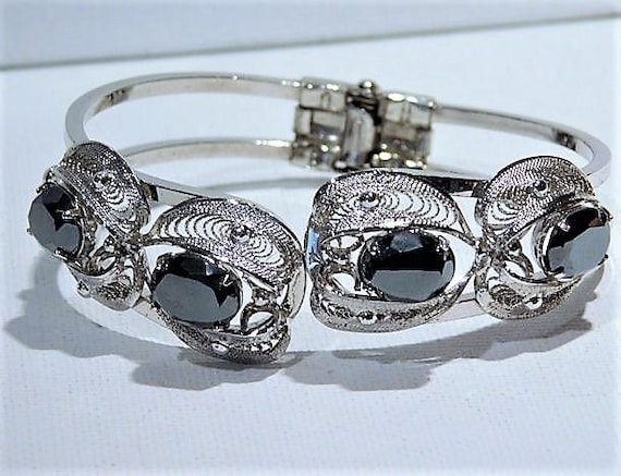 Sorrento Hematite Clamper / Bracelet / Mid Century / Italian Jewelry Designer / Fashion