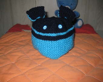 wool baby hat with ears and buttons