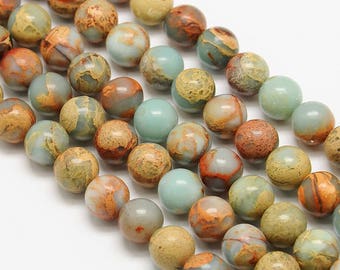 10 x 6mm AQUA TERRA Jasper round beads