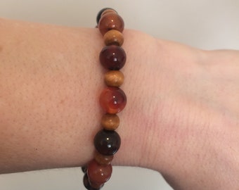 Orange & Reddish beaded stretch Bracelet