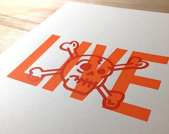 Live / Skull / Screen Print / A4 size /