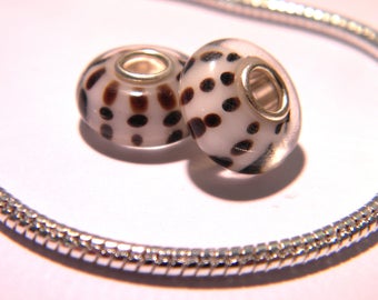 bead charm European - murano - 14 x 8 mm - Urchin coffee - F197 glass