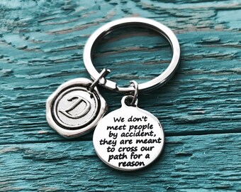 Cross our path, for a reason, Leaving, Goodbye, Friend, friendship, Memorial, Retirement, Silver Keychain, Silver Keyring, Gifts for