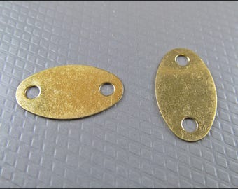 20 x oval plate with two holes, brass, A16