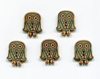 lot 5 buttons OWL / OWL wood