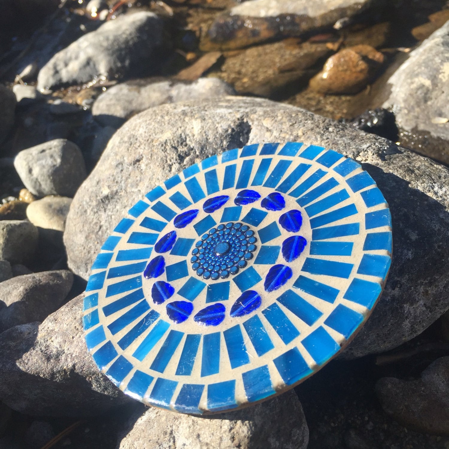 Coastal Burst Mosaic Coasters // Tile Coasters // Mosaic Art