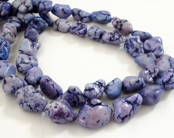 Purple Nugget Beads - Purple Lavender Chunky Beads - Gemstone Howlite Drilled Pebbles - 16" Strand - DIY Women Necklace Jewelry Making