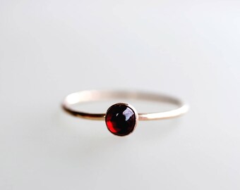 Garnet Ring - January Birthstone - Gold Stacking Ring - Gold Garnet Ring - Mom Stack Ring - Garnet Birthstone Ring - January Birthday.
