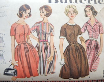 vintage 1960s Butterick sewing pattern 2210 full skirted dress size 12