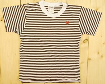 Vintage 1980's GIRL GUIDES BROWNIES Striped T-Shirt / Alfred Sung / Retro Collectable Rare