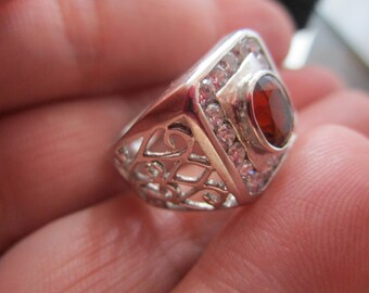 Sterling SIlver Mandarin Garnet RIng