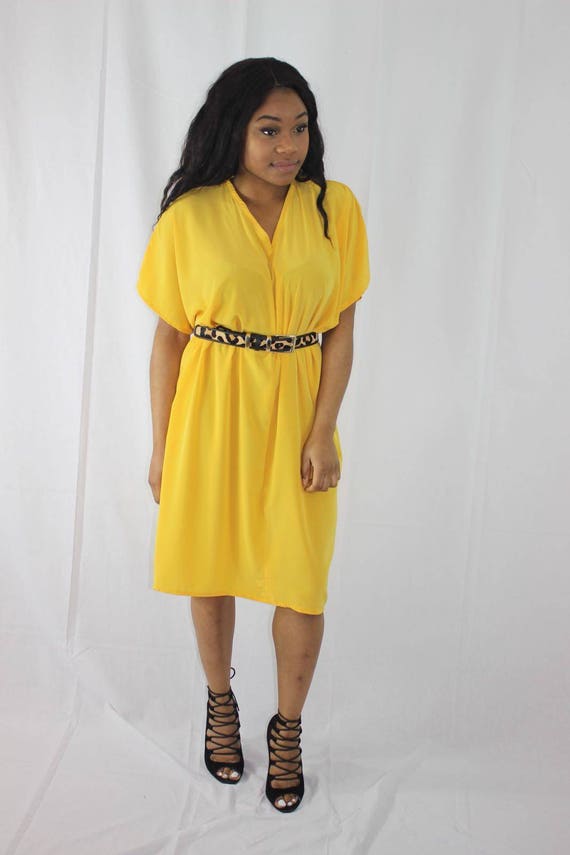 Bibi Yellow Slouch Draped Dress