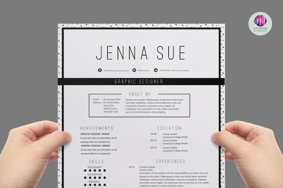 Modern resume template ink dot background cover letter