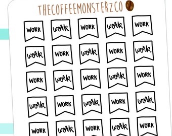 work flags - hand drawn planner stickers C041