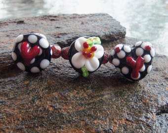 Handmade Lampwork Glass Bead Button Set - Jewelry Supplies - Silverfish Designs