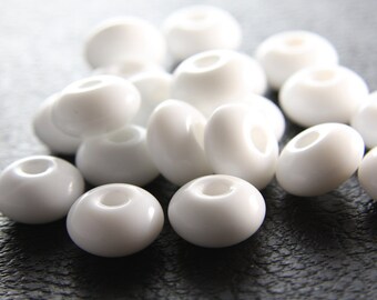 10pcs Czech Glass Donut-White 17mm with big hole 5mm (PG471)