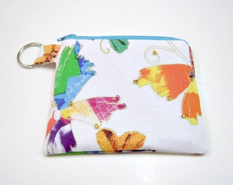 Beaded Butterfly Zippered Pouch or Wallet