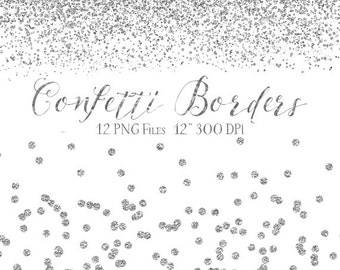 Gold Confetti Borders Glitter Confetti Clipart Digital