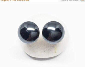 25% OFF Hematite Gemstone . TINY 6mm Round Domes . Sterling Silver Posts Studs Earrings . Metallic Black Earrings . Free Shipping . E17092