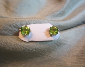 Natural Peridot Stud Sterling Silver Earrings