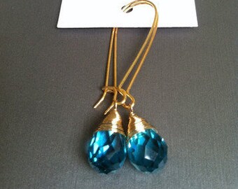 Crystal Earrings in Sapphire Blue
