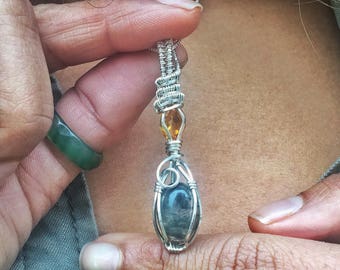 Moss Agate & Citrine necklace- Sterling silver