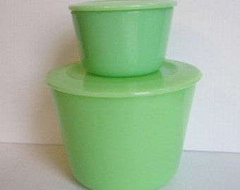 Vintage McKee Jadeite Canisters Skokie Green