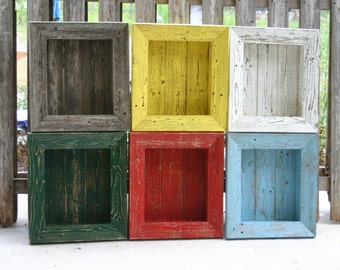 Rustic Shadow Box Wall Shelf Beach Cottage Chic Distressed Furniture Hanging Frame Curio Wall Shelf