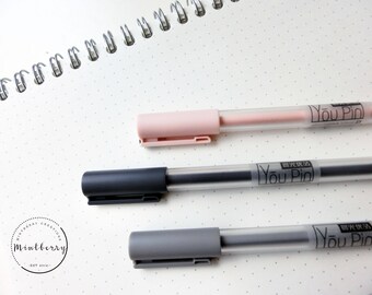 Black Gel Ink Pen Minimalist Pink Grey Black