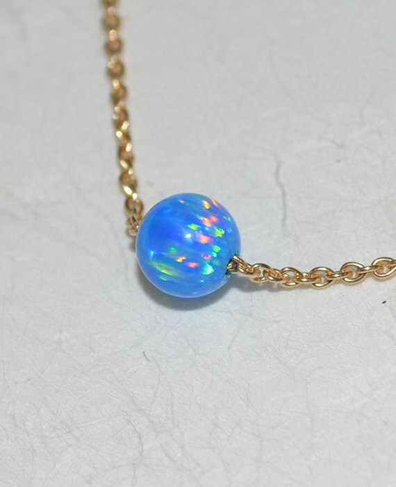 Dark Blue Opal Necklace, Tiny Opal Necklace, simple dainty coin/circle gold necklace, minimalist pendant necklace, bridesmaid jewelry