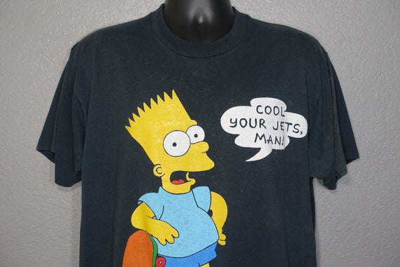 1990 RARE 'Cool Your Jets Man' - Bart Simpson Matt Groening Stained Vintage T-Shirt
