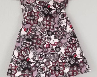 Vintage Shabby Chic Reversible baby, toddler girls dress with matching Bloomers size 12mo.