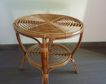 Low 2 rattan trays, 1960s vintage