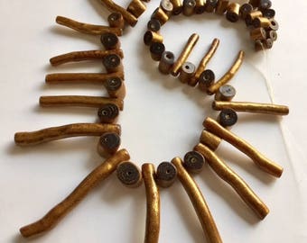 Gold Coral Bamboo Beads from The Philippines