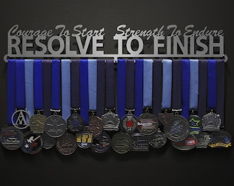 Courage To Start, Strength To Endure, Resolve To Finish - Allied Medal Hanger Holder Display Rack