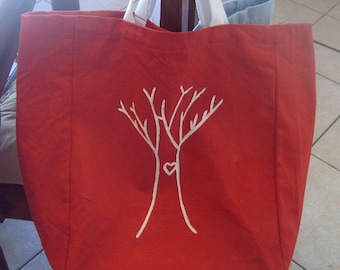 reusable shopping tote, Canvas shopping bag, canvas grocery bag, I Heart Trees - Comes in different colors