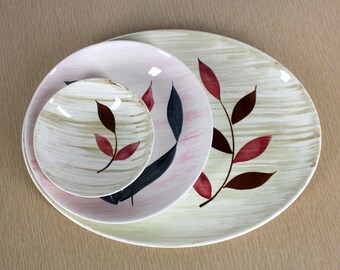 Vintage MCM Stetson China Platter and Two Bowls Handpainted