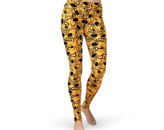 Spider Orange Patterned Leggings