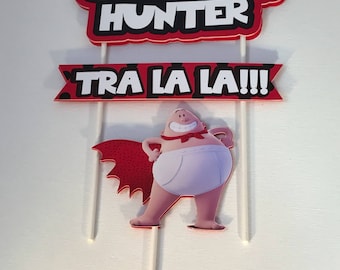 Personalized captain underpants cake topper