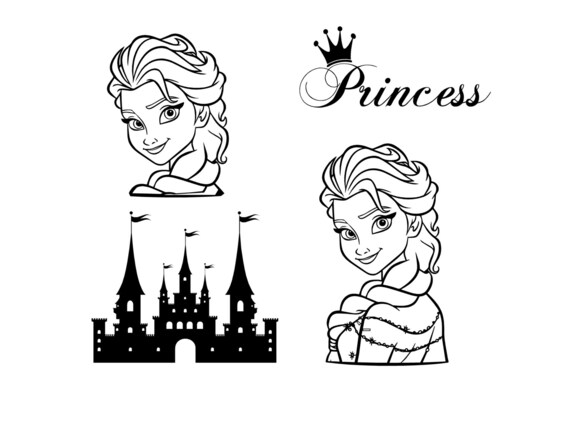 Princess Decals 4"-10" Elsa Princess Castle