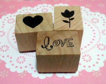 Spring Love Recollections Wood Mounted Rubber Stamp Set Of 3 Scrapbooking & Paper Craft Supplies