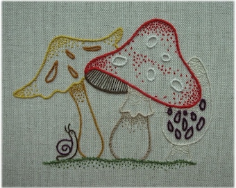Freestyle embroidery toadstools