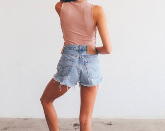 Vintage Levi’s 501 High Waisted Denim Shorts | Frayed Levi Festival Cut Off Shorts | All Sizes