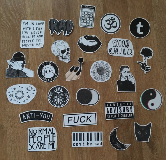 25 black stickerstumblrgrunge