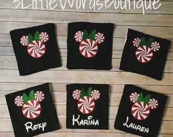 Minnie Mouse Inspired Christmas Glitter Peppermint Shirt / Disney's Very Merry Christmas / Mickey Christmas