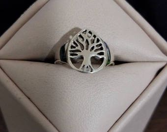 Vintage Sterling Silver Tree of Knowledge Ring Size 5 3/4