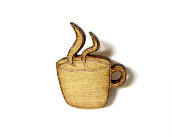 Tea Cup brooch / gold coffee