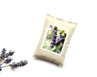 Lavender garden photo sachet, Mothers day gift, drawer freshener, organic lavender sachet, teacher gift